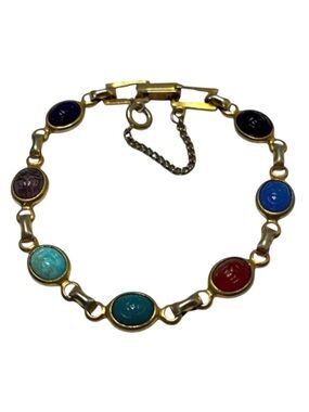 Vintage Scarab Multi Stone Bracelet